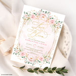 Printable Pink Flower Bridal Shower Invitation