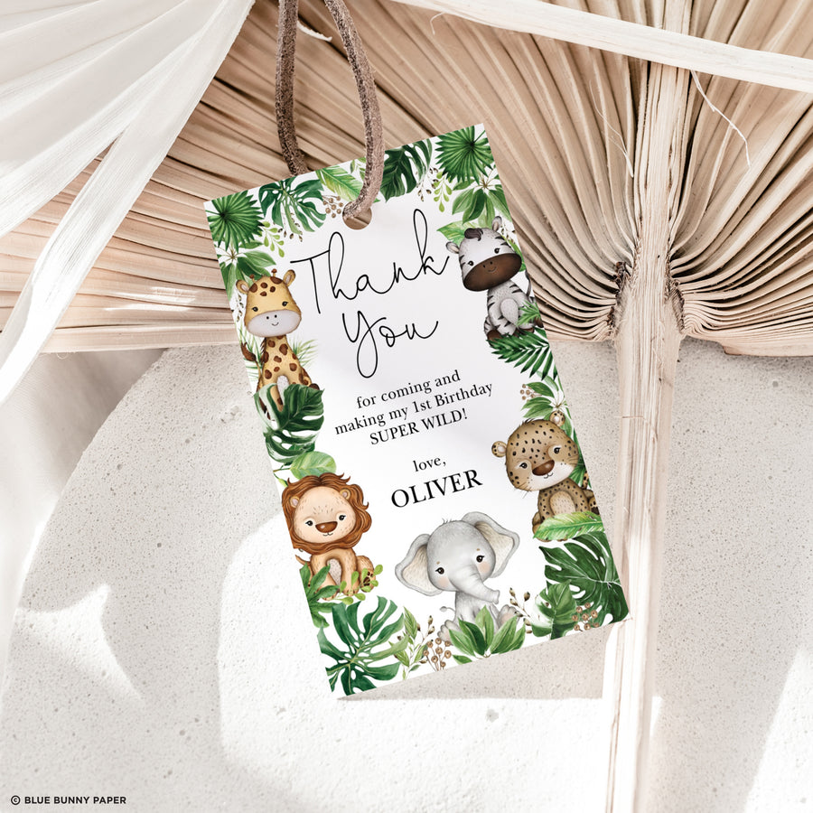 Jungle Animals Party Favor Tag