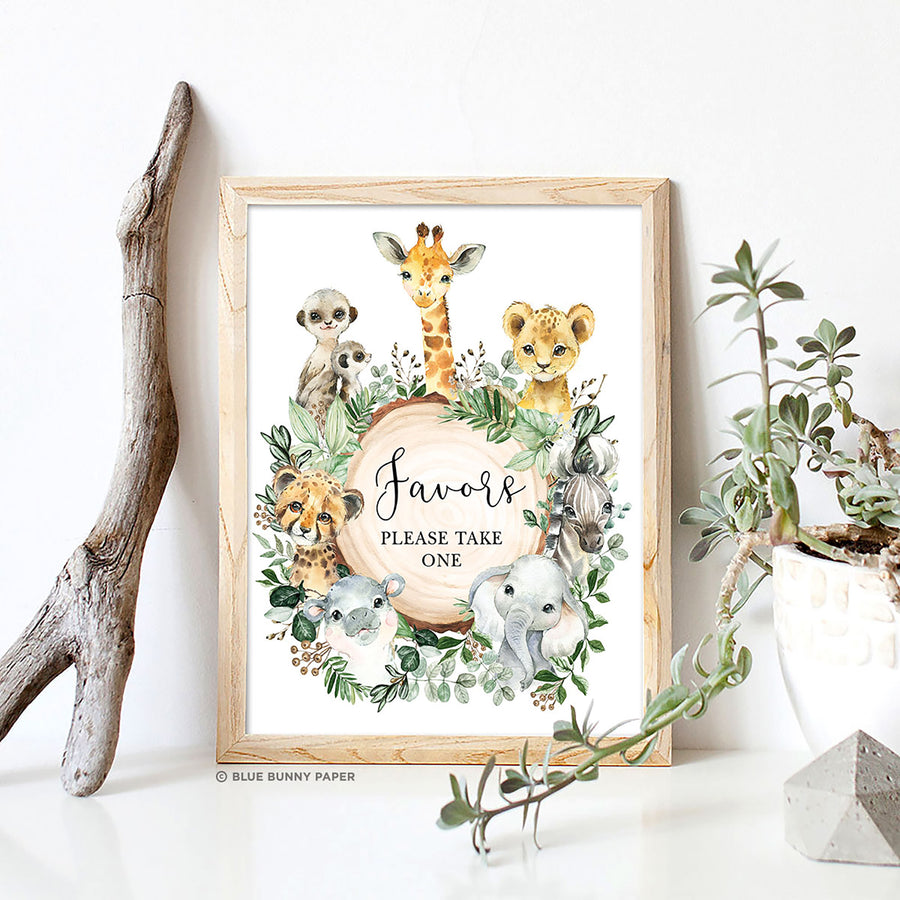 Safari Animals Favors Party Sign