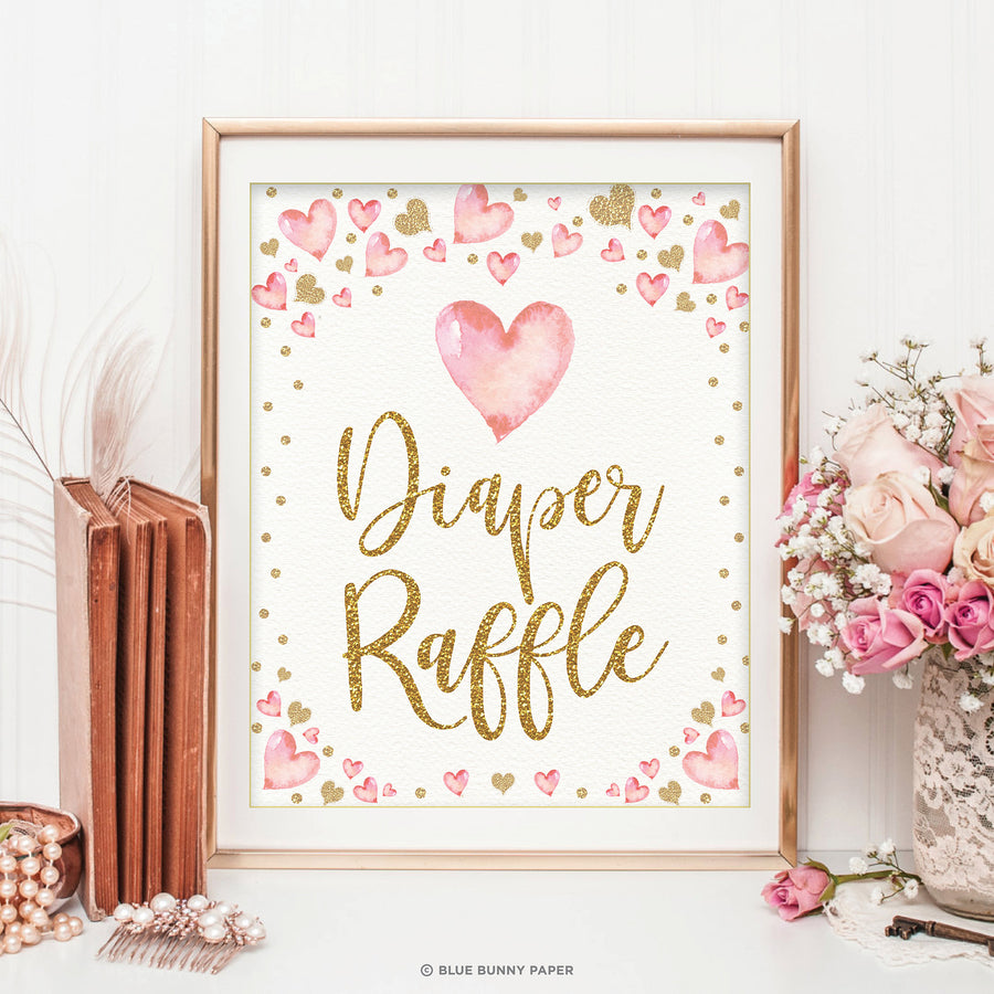 Valentines Diaper Raffle Party Sign