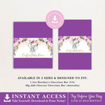 Purple Flowers Elephant Chocolate Bar Wrapper