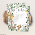 Safari Animals Baby Shower Gift List Game