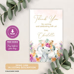 Flower Elephant Party Favor Tags