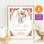 Flower Elephant Custom Party Sign