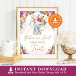 Flower Elephant Take a Treat Sign