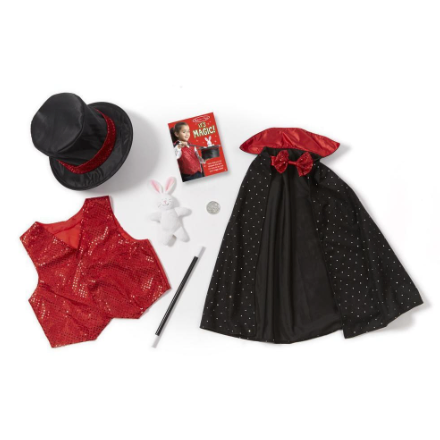 Magician Role Play Dress Up Set with Hat and Toy Rabbit