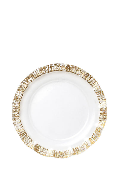 Rufolo Glass Serving Charger, Round, Gold