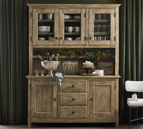 Rustic farmhouse buffet & hutch crockery cabinet