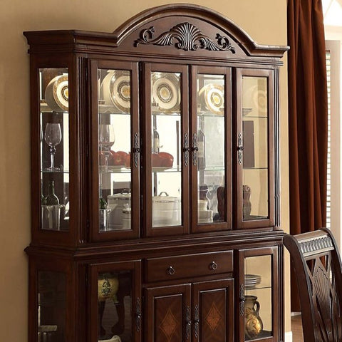 Traditional carved wood corner cabinet