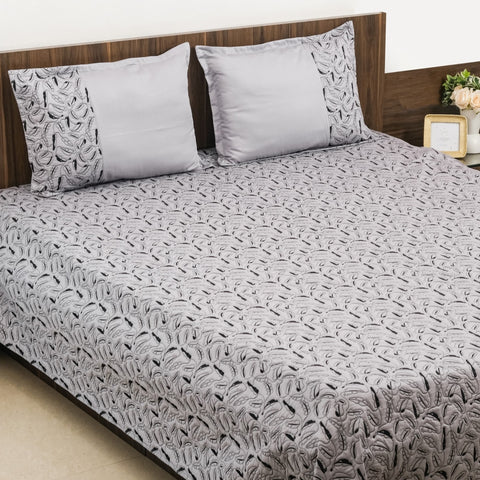Cotton bed sheet and pillow covers for king-sized bed