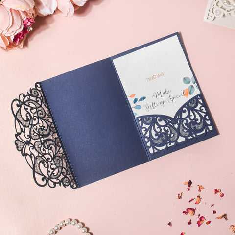 Blue Filigree Invitation Envelope Set Of 10