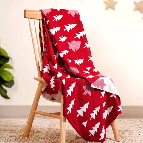 Red Tree Throw Blanket