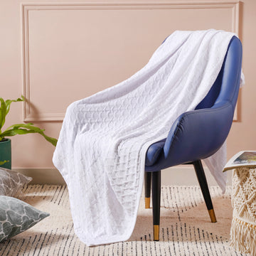 Buy Grey-White Woven Cotton Throw Online in India at Best Price