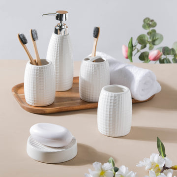 5pcs Luxury Bathroom Accessories Bathroom Set Toothbrush Holder Sanitizer  Bottle Soap Holder