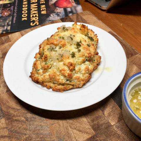 Parmesan drop biscuits with cider sage butter