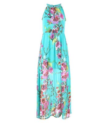 blue vanilla floral maxi dress