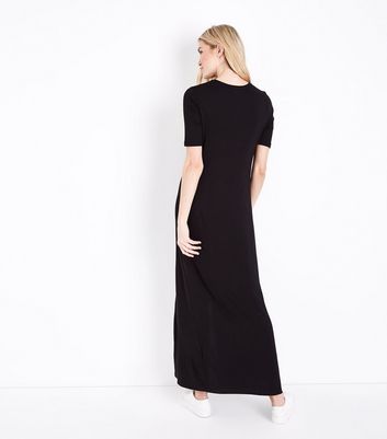Tall Black Split Hem Jersey Maxi Dress 