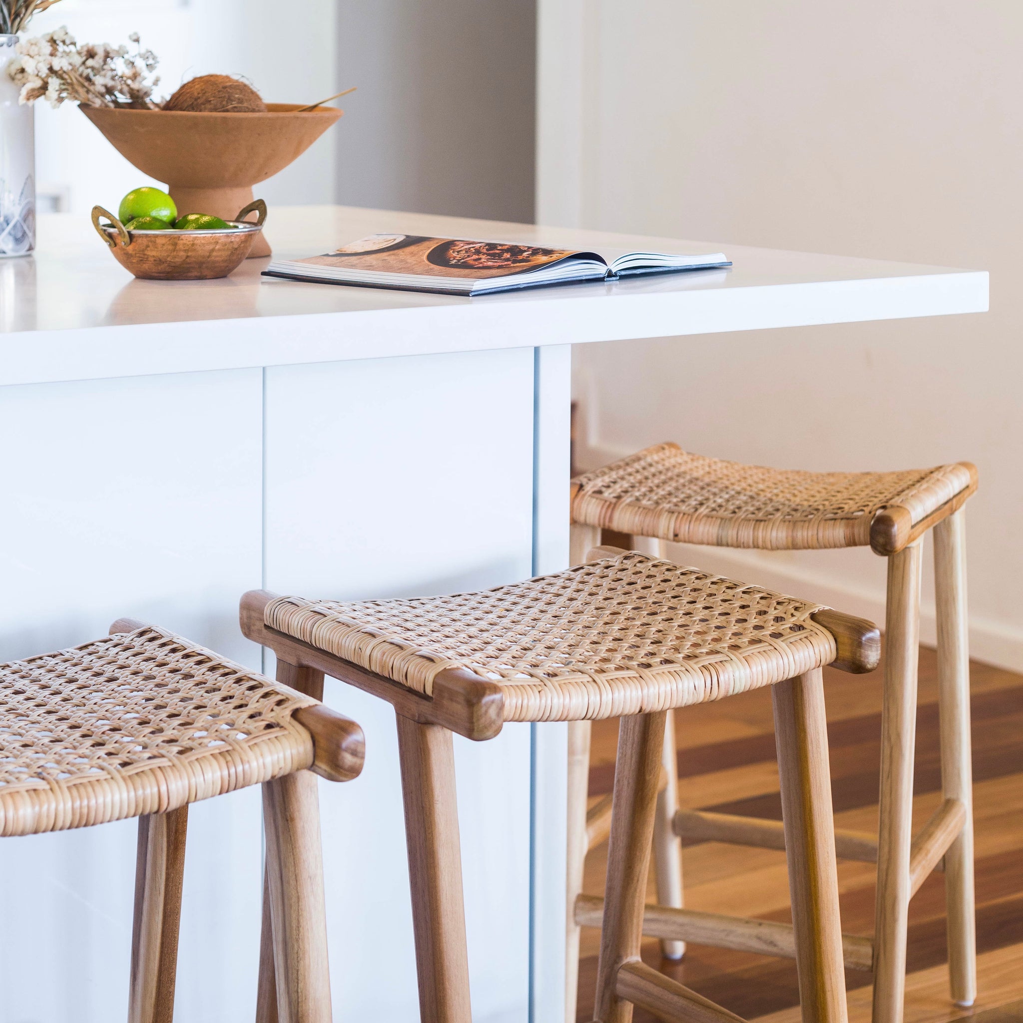 rattan backless stool