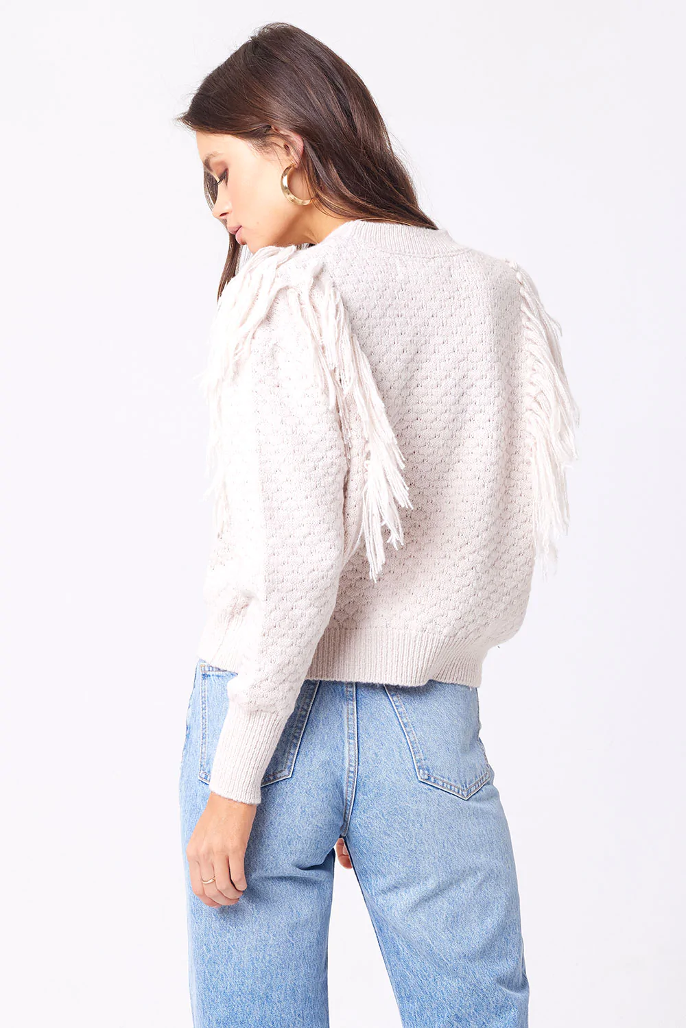 white fringe jumper