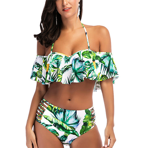 green floral bathing suit