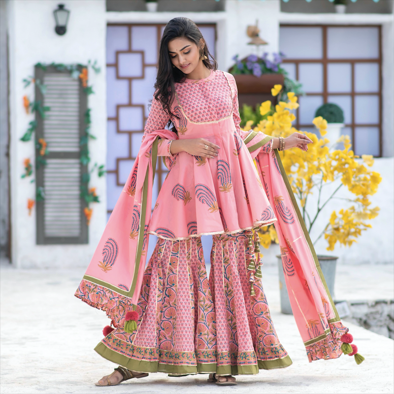 Rose Pink Sharara Set – JaipurPaisley