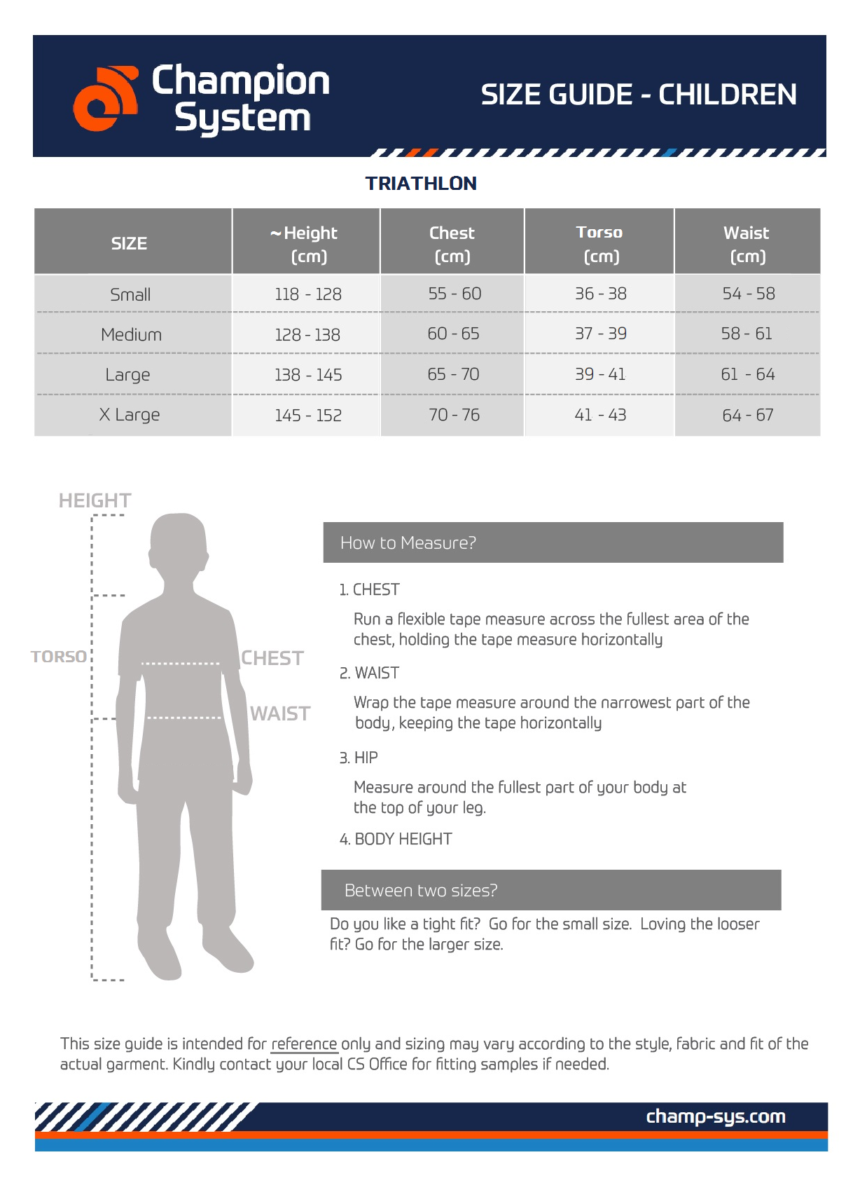 Triathlon Size Guide – Champion System Canada