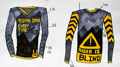 Serge Drawn image of his idea for a custom mountain bike jersey