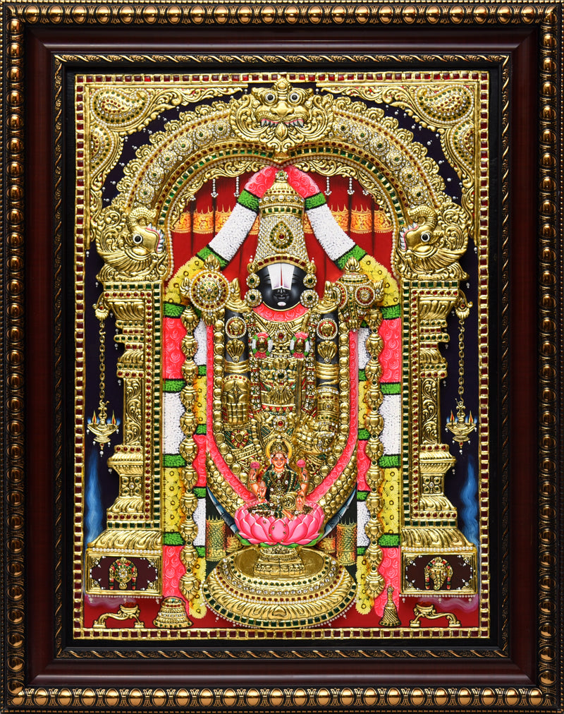 Lord Balaji | Venkateswara Tanjore Painting with Gold – Ragaarts