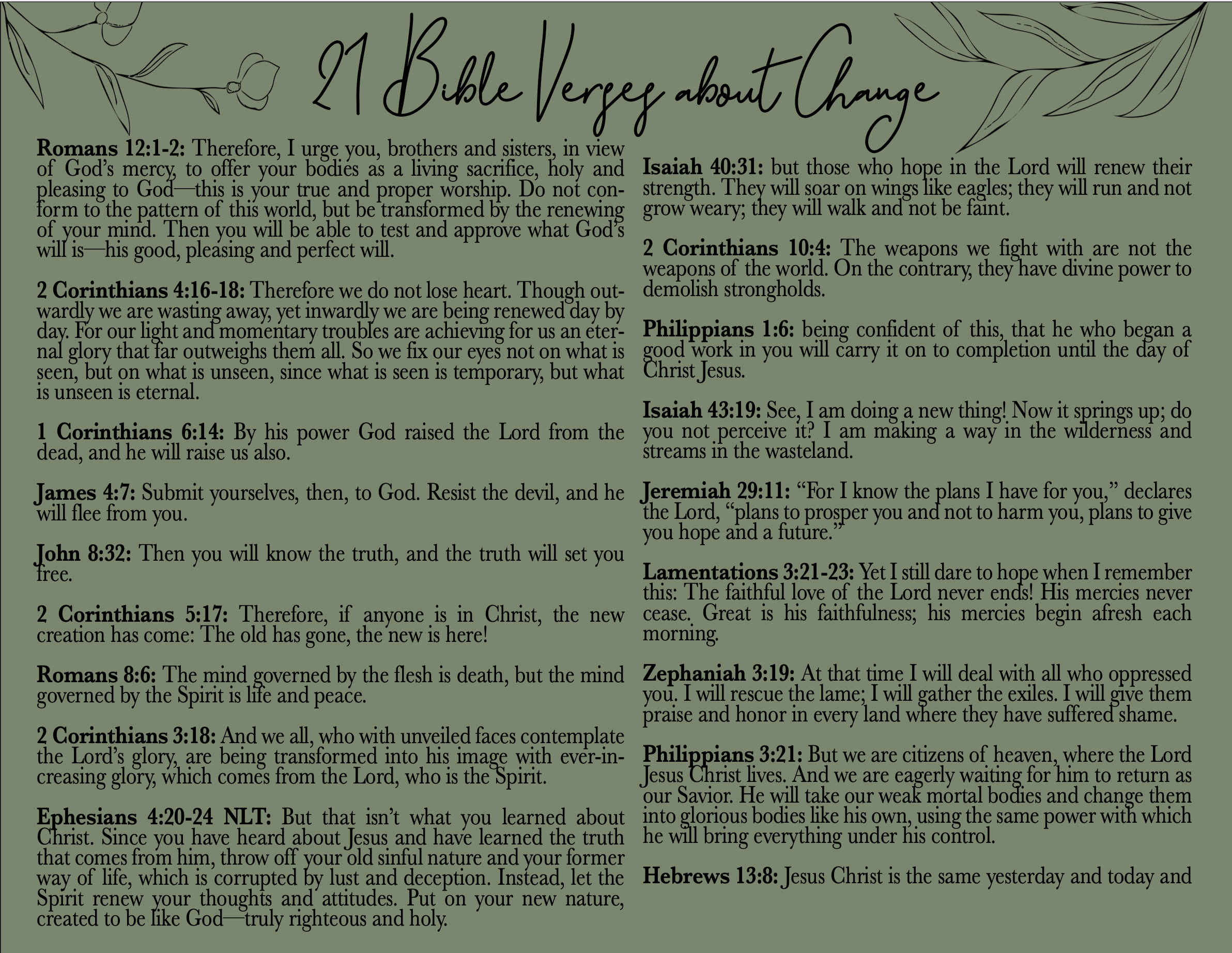 Bible Verses About Change Free Printable