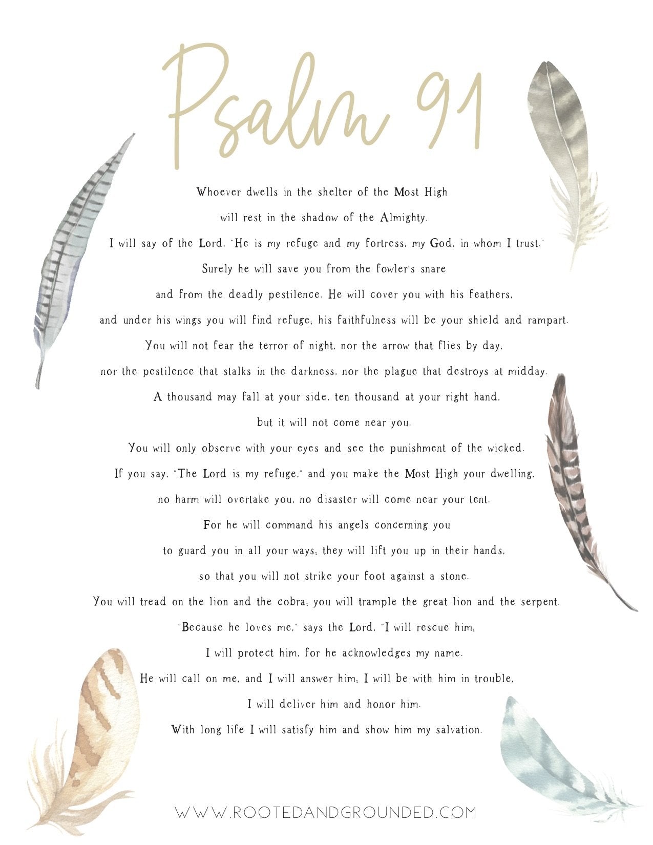 Printable Free Printable Psalm 91 Prayer