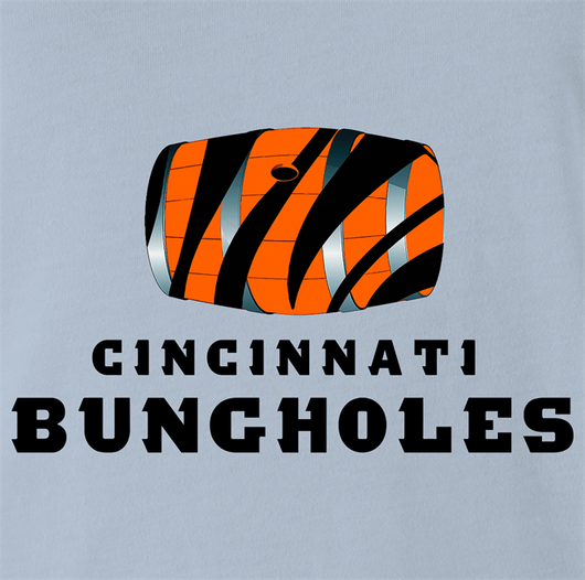 Big Bad Tees Hilarious Cincinnati Bungholes Parody Football T-Shirt Women's Tee / White / 2x