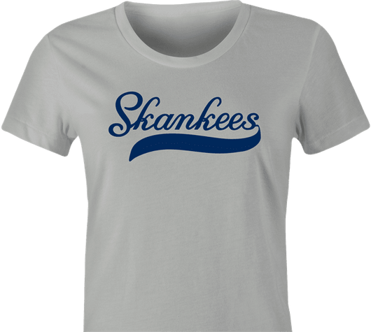 Funny New York Skankees Baseball Mashup T-Shirt Men's Tee / Ash / L