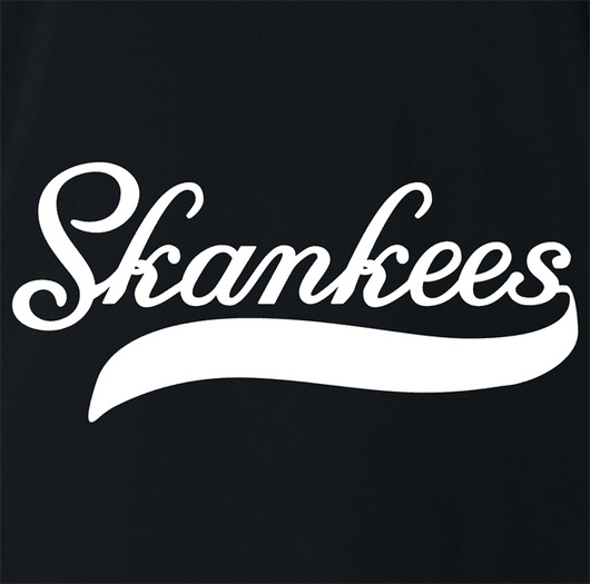 Funny New York Skankees Baseball Mashup T-Shirt Men's Tee / Ash / L