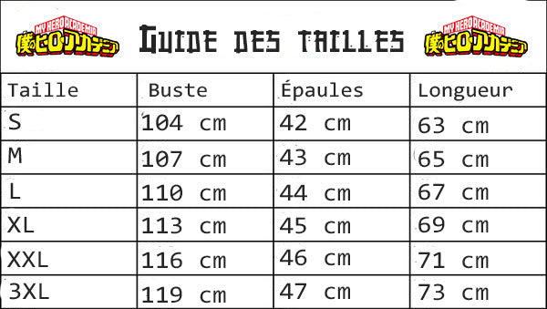 Guide des Tailles MHA