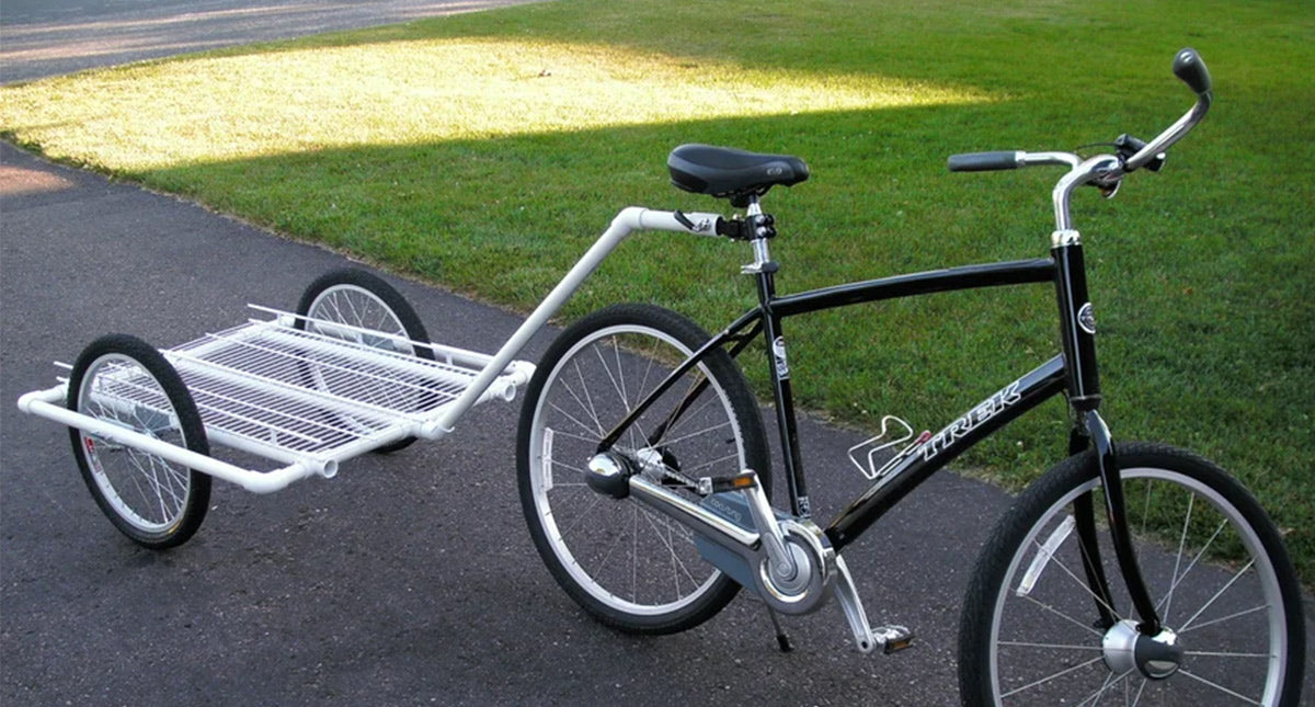 DIY flatbed bike trailer with wireshelf