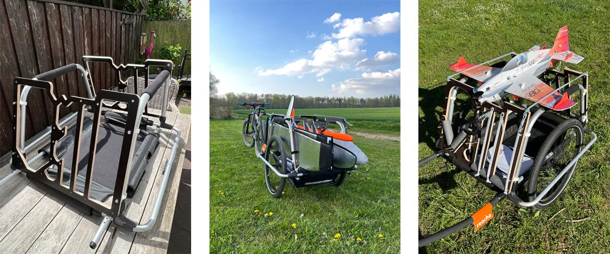 Model airplane bicycle trailer