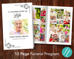 12 Page Black Ornate Funeral Program Template