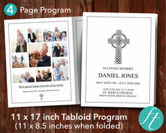 4 Page Catholic Funeral Program Template (11 x 17 inches)