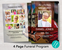 4 Page Football Funeral Program Template