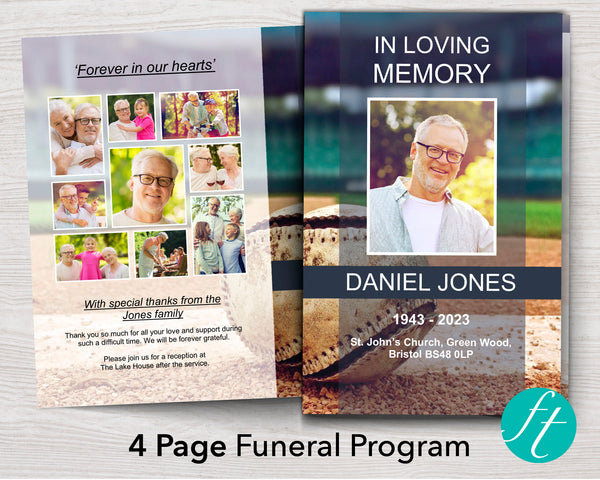 Baseball Funeral Program Template