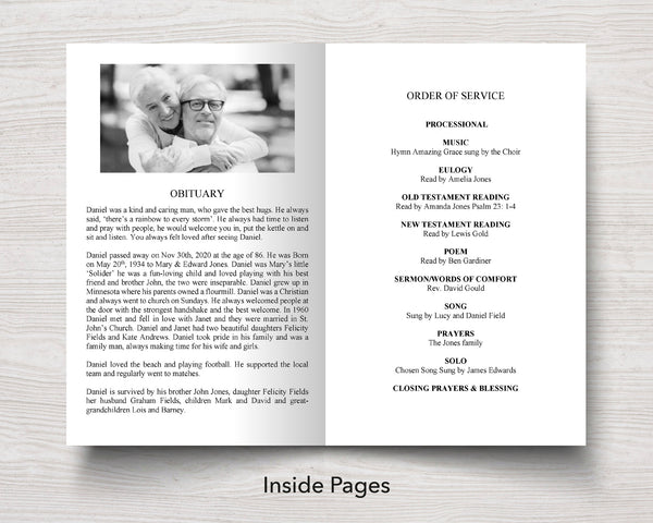 4 Page Modern Funeral Program Template Inside Pages