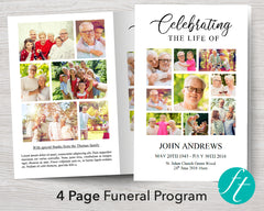 4 Page Photo Collage Funeral Program Template