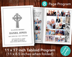 8 Page Catholic Funeral Program Template (11 x 17 inches)