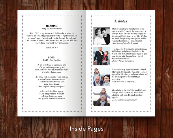 8 Page Classic Funeral Program Template