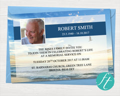 Beach Funeral Invitation Card