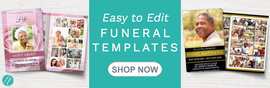 Easy to edit funeral templates - Shop Now