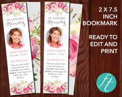 Floral Burst Funeral Bookmark