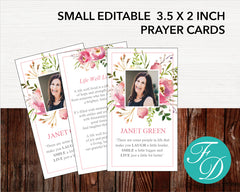 Floral Burst Funeral Prayer Card