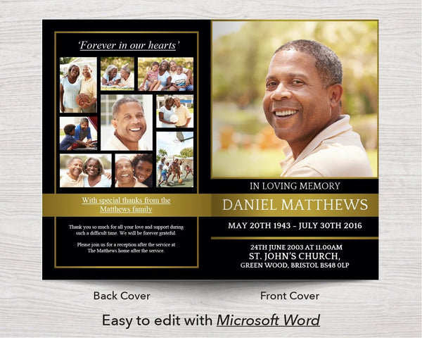 Funeral program template is easy to edit with Microsoft Word