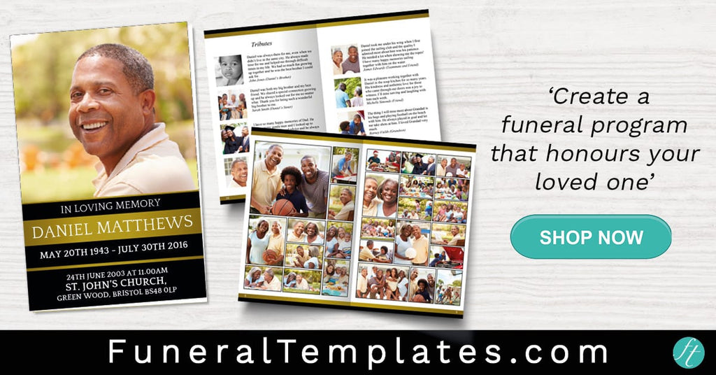 Golden Funeral Program Template